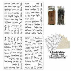 Spice & Food Label Stickers - 8 Sheets