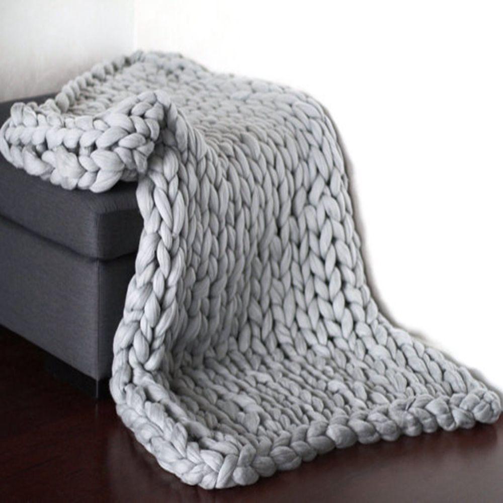 Chunky knitted woollen throw / blanket