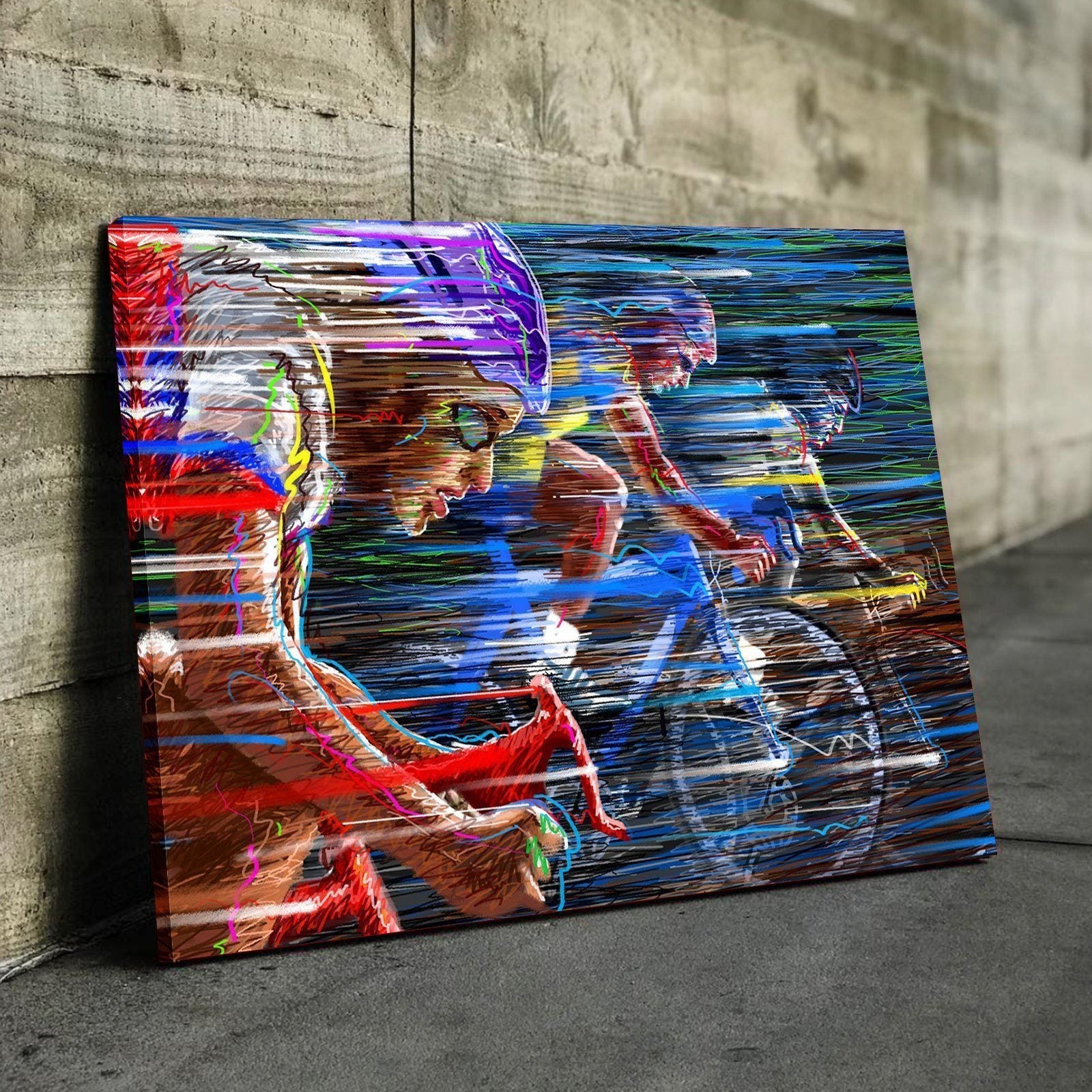 Abstract Cyclist Canvas Set