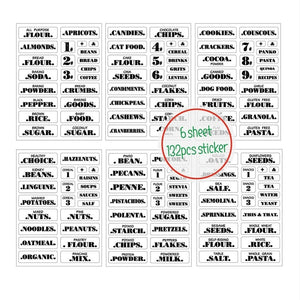Kitchen / Pantry Jar Stickers - 6 Sheets (132 pieces)
