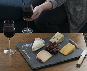 Rustic, Handcrafted, Natural Slate Charcuterie Slab With Sling Handles