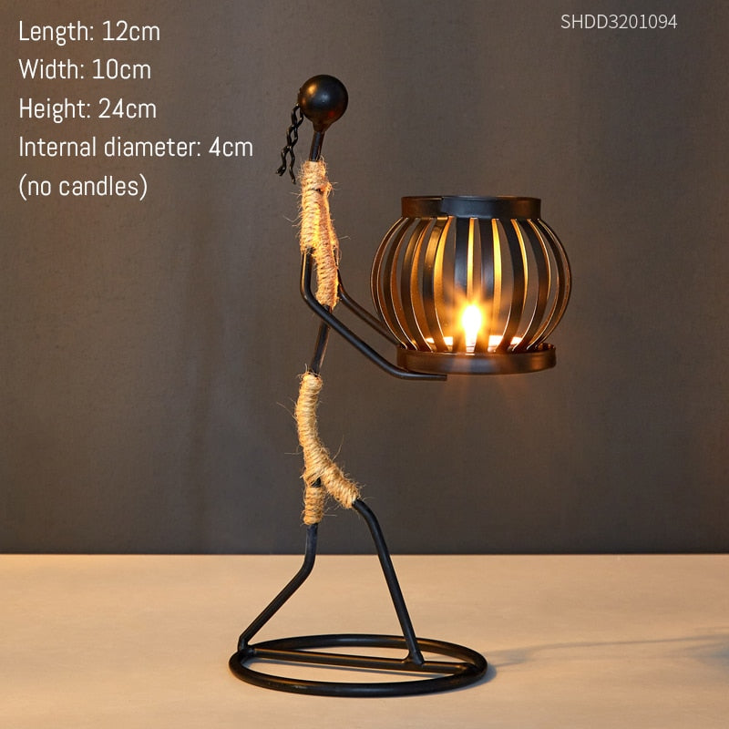 Nordic art - Iron & Hemp rope candle holder