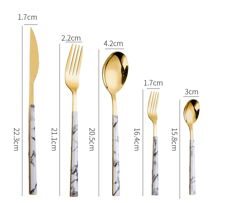 Marble Gold Cutlery Set - 20 Pieces