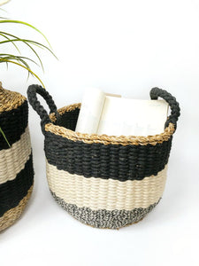 Ula Stripe Basket - Black (Set of 2)