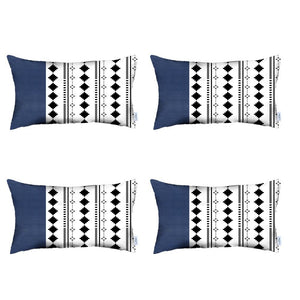 Decorative Vegan Leather Lumbar Throw Pillow Cover  (Set of 4)