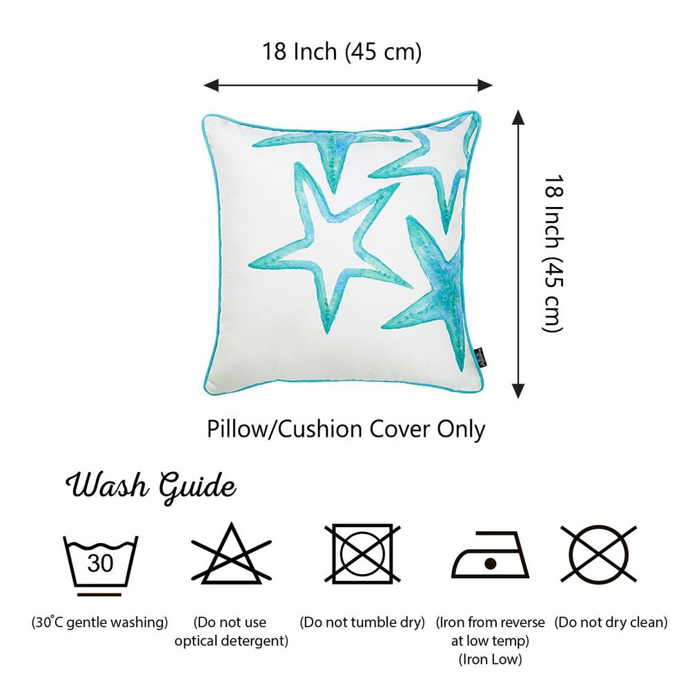 Marine Blue Stars Square 18" Throw Pillow Cover (Set of 2)
