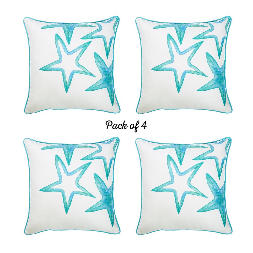 Marine Blue Stars Square 18" Throw Pillow Cover (Set of 4)