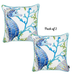 Marine Seahorse Square Throw Pillow Cover (Set of 2)