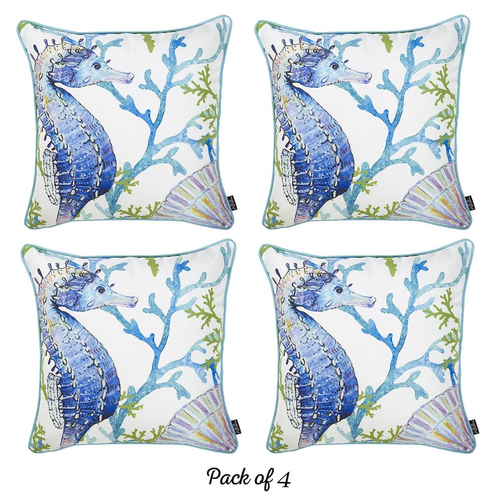 Marine Seahorse Square Throw Pillow Cover (Set of 4)