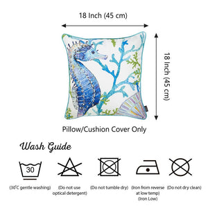 Marine Seahorse with Blue Coral Square 18" Throw Pillow Cover (Set of 2)