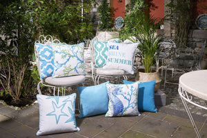 Marine Seahorse with Blue Coral Square 18" Throw Pillow Cover (Set of 4)
