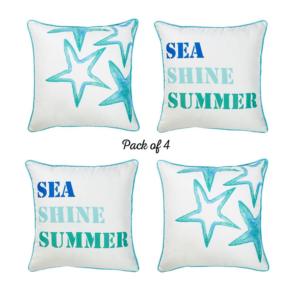 Marine Quote Stars Square 18" Throw Pillow Cover (Set of 4)