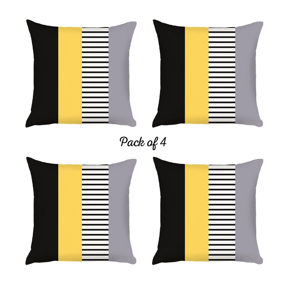 Scandi Yellow Mix Colored Stripes Square 18" Throw Pillow Cover (Set of 4)