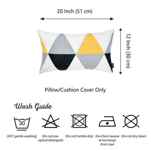 Scandi Yellow Gray Modern Lumbar Throw Pillow Cover (Set of 2)